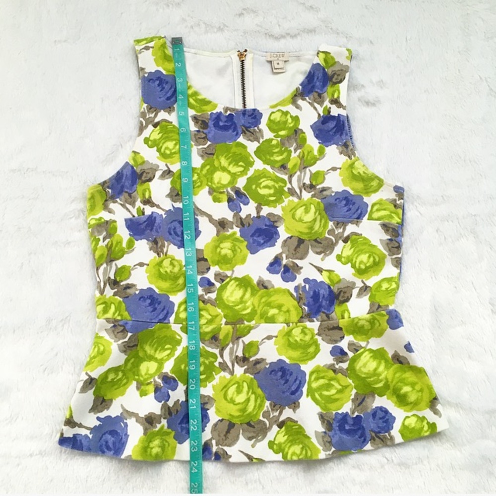 J. Crew Green and White Floral Peplum Top - Picture 3 of 6